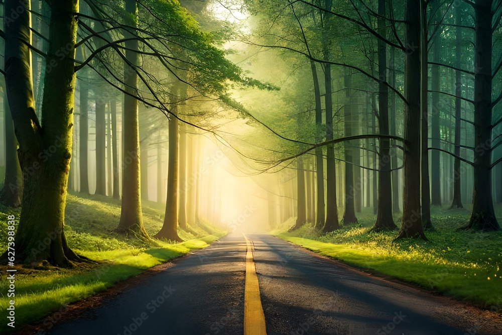 Naklejka premium road in the forest