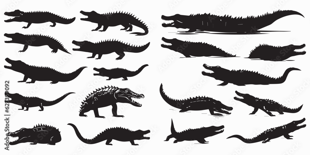 Silhouette Crocodiles On the ground vector illustration