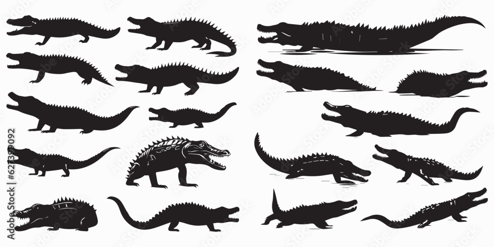 Silhouette Crocodiles On the ground vector illustration Silhouette Crocodiles On the ground vector illustration