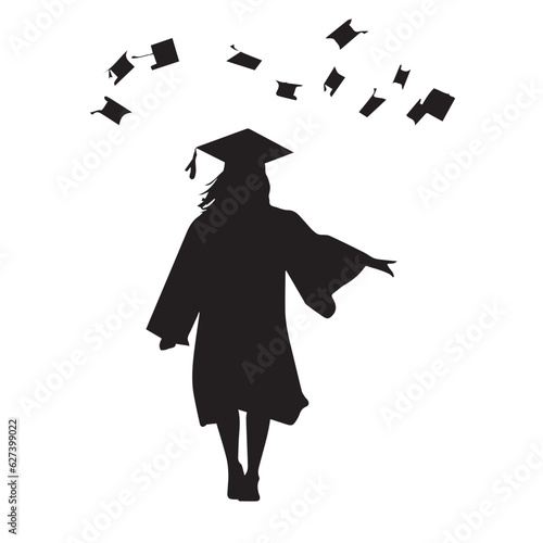 When A Person Accepted Graduation in her life Silhouette vector illustration