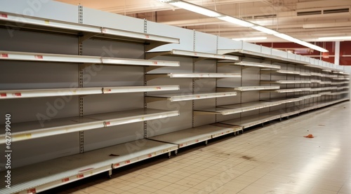empty shelves in super market economic crisis concept 