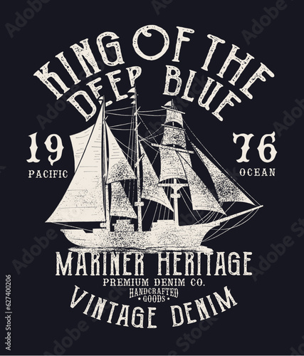 Принти на полотні vintage mariner style tee print design as