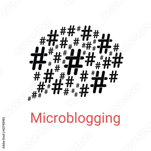 microblogging icon with speech bubble from hashtag. concept of number sign, networks and microblogger. isolated on white background. flat style trendy modern logotype design vector illustration