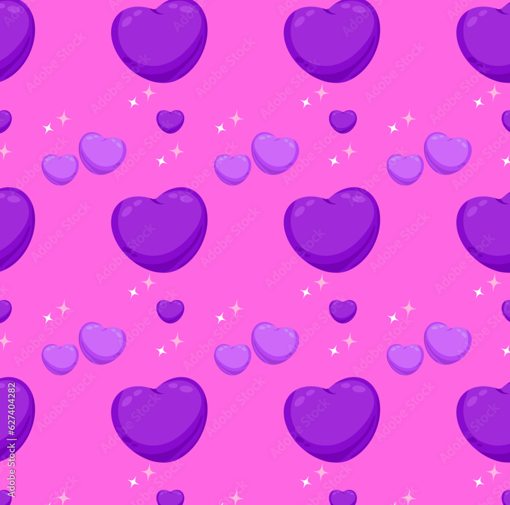 Pattern of hearts on a pink background