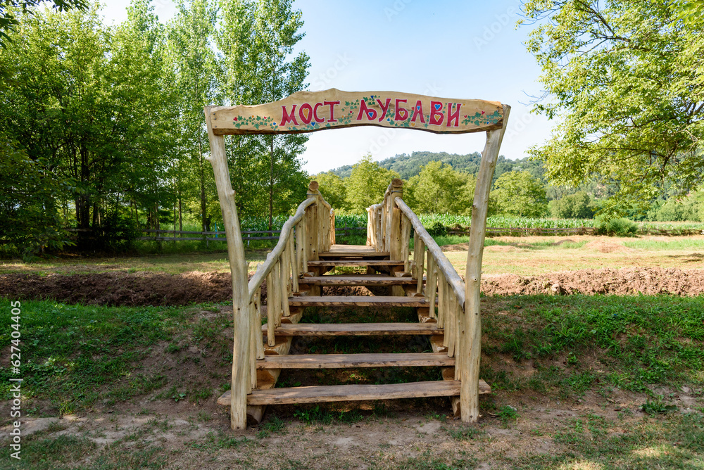 Loznica, Serbia - July 12, 2023: The ethnic village of Suncana Reka.