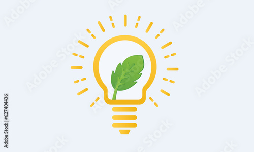 sustainable eco energy icon, creative lamp, natural light bulb, plant in bulb.on white background.Vector Design Illustration.