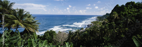 Views of the shoreline on the windward side of Saint Vincent; Saint Vincent, Saint Vincent and the Grenadines, West Indies