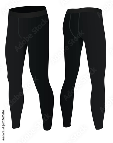 Man black elastic tight pants. vector 