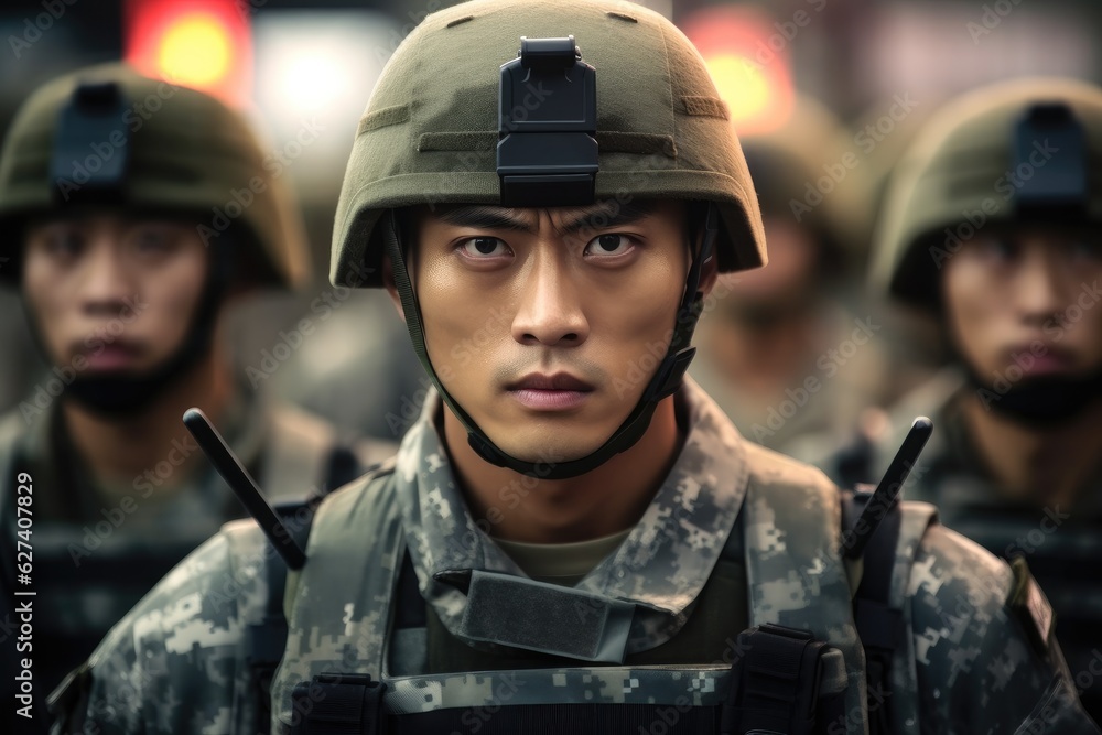 Portrait of an Asian military man in the ranks, Concept of military operations. Portrait of an Asian military man in the ranks, Concept of military operations.