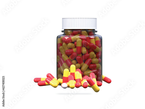 medicine jar with pills icon 3d render vector illustration