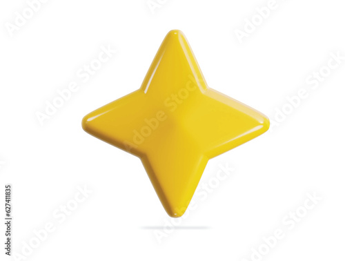 yellow shine star icon 3d render vector illustration