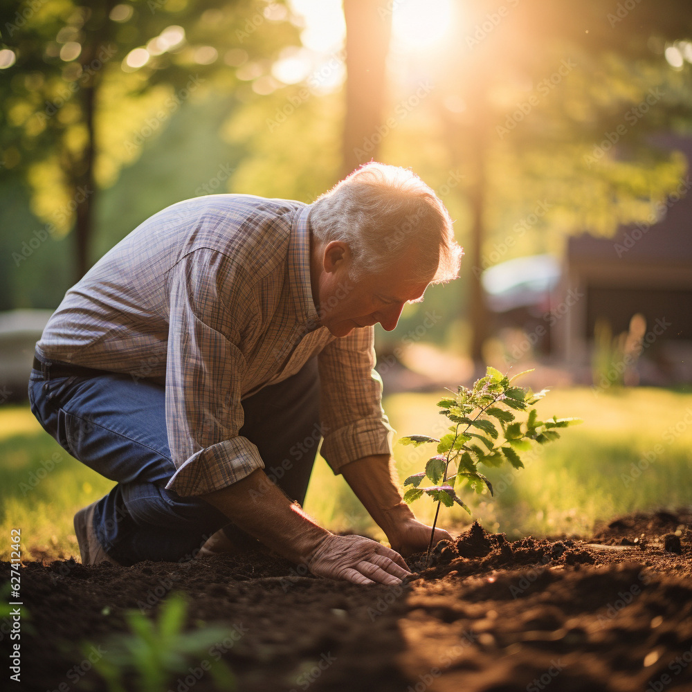 Fototapeta premium Personal Conservation: An Individual's Effort to Preserve Nature through Tree Planting.