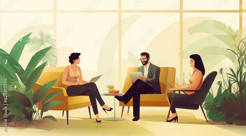 business people talking together flat design illustration