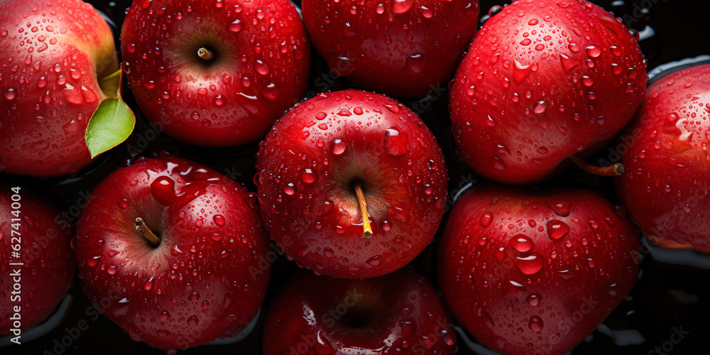 Fresh apple banner. Apples background. Close-up food photography Fresh apple banner. Apples background. Close-up food photography