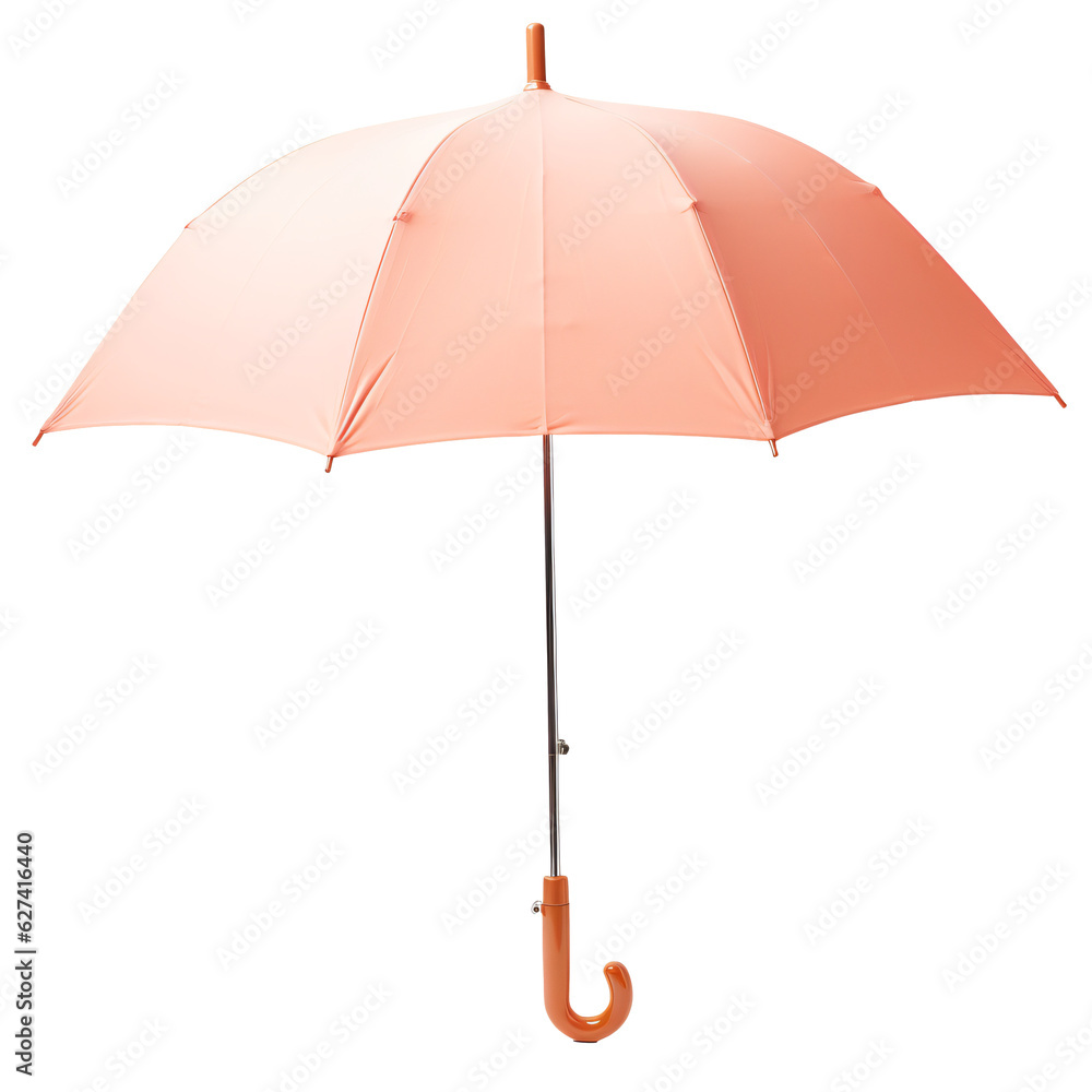 Orange Umbrella isolated on the transparent background PNG. AI generative. Orange Umbrella isolated on the transparent background PNG. AI generative.