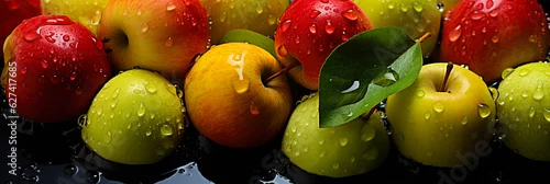 Naklejka na ścianę tło ze świeżym jabłkiem. Fotografia kulinarna z bliska