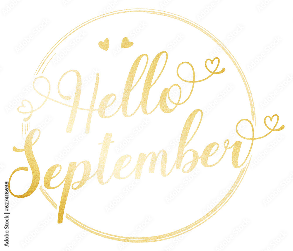 Fototapeta premium Hello September sign. Welcome autumn September banner transparency background