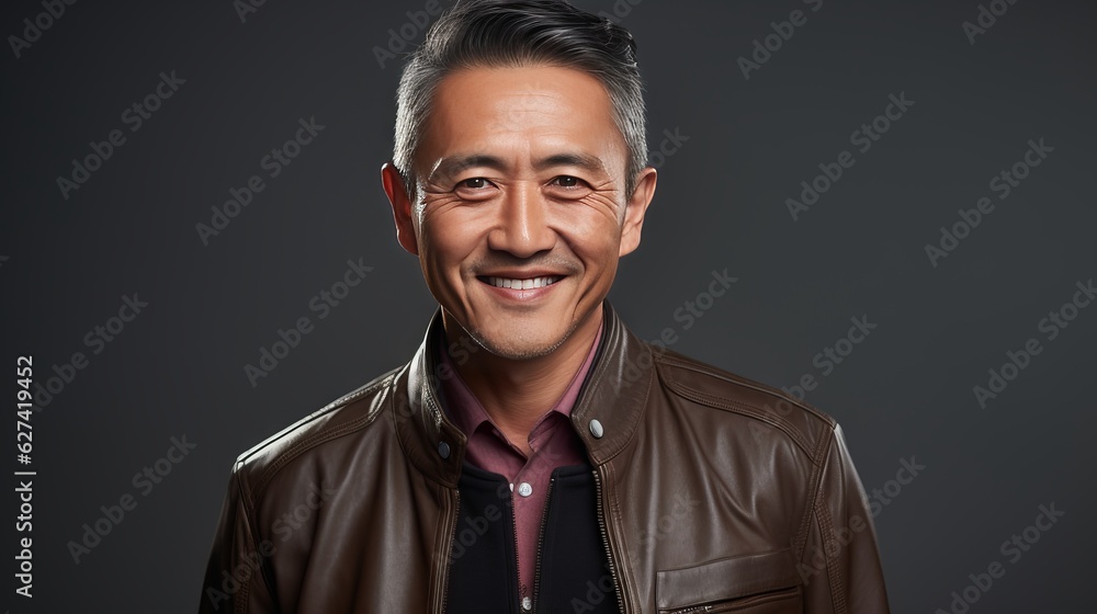 Obraz premium Portrait of middle aged man. Made with Generative AI.
