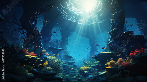 underwater scene with fishes © Viktor