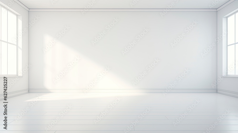 A white Empty room Surreal Minimalistic style morning light copy space, Generative AI A white Empty room Surreal Minimalistic style morning light copy space, Generative AI