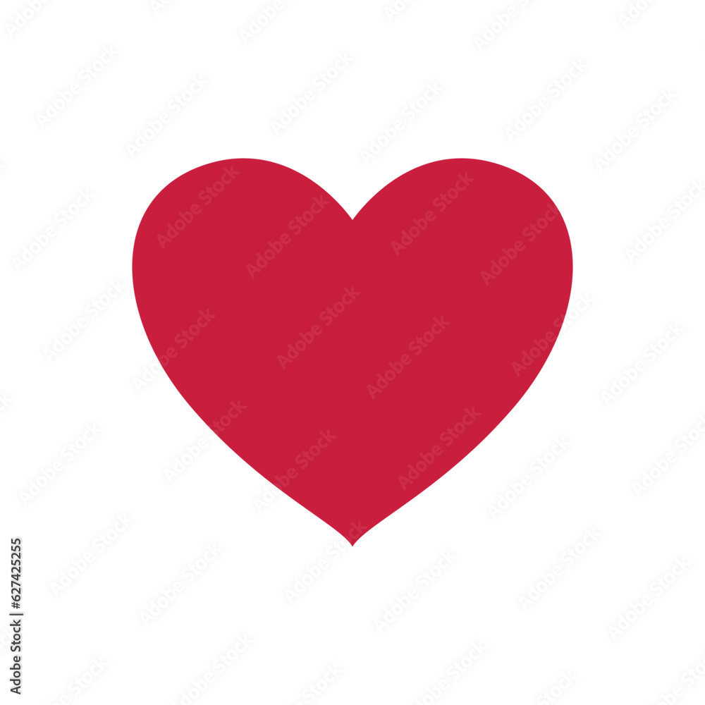 Red heart icon, Symbol of Love and Valentine's Day. Flat Red Icon Isolated on White Background. Vector illustration.