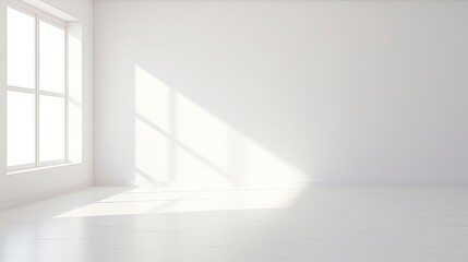 A white Empty room Surreal Minimalistic style morning light copy space, Generative AI