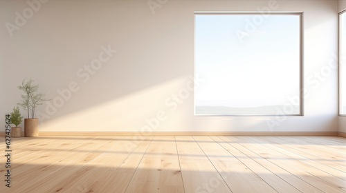 A white Empty room Surreal Minimalistic style morning light copy space  Generative AI