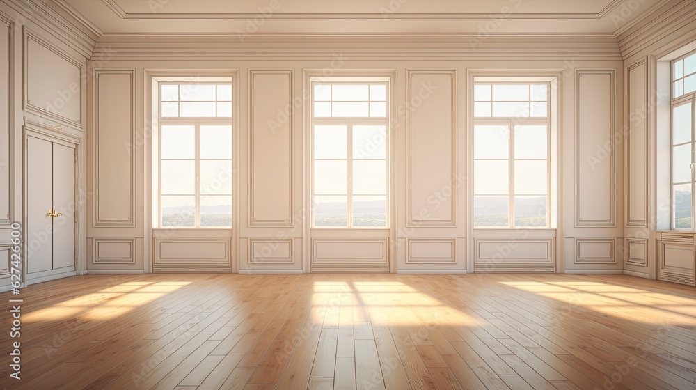 Empty room New Traditional style morning light copy space, Generative AI Empty room New Traditional style morning light copy space, Generative AI