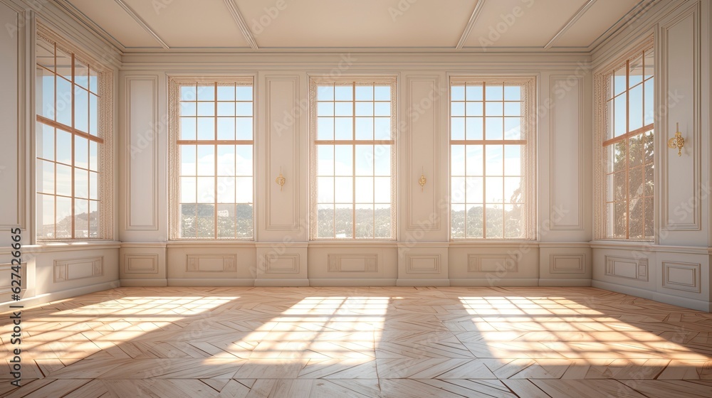 Empty room New Traditional style morning light copy space, Generative AI Empty room New Traditional style morning light copy space, Generative AI