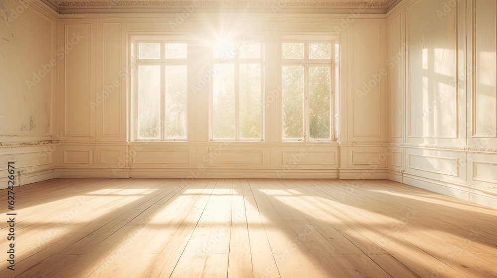 Empty room New Traditional style morning light copy space, Generative AI Empty room New Traditional style morning light copy space, Generative AI