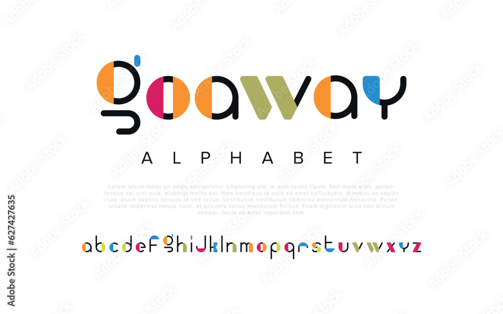 Fototapeta premium Abstract minimal modern alphabet fonts. Typography technology vector illustration