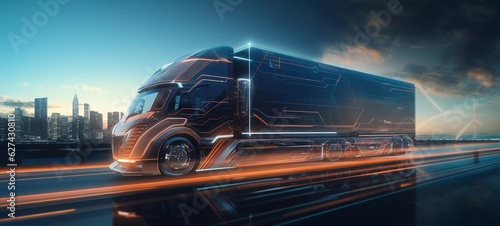 Wallpaper Mural Advanced transportation technology - digital logistics, AI, network, truck
 Torontodigital.ca