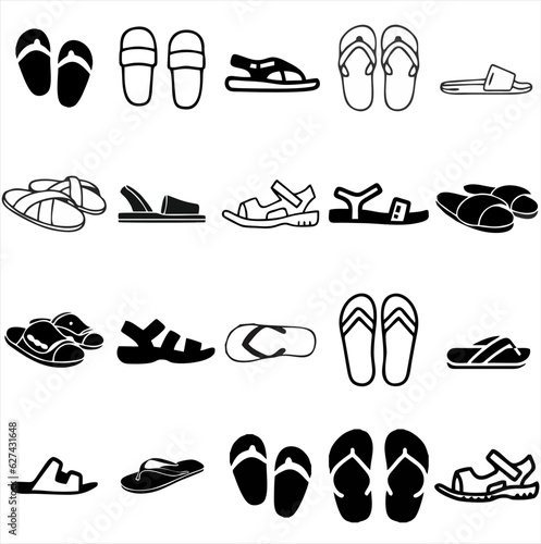 set of slipper icons