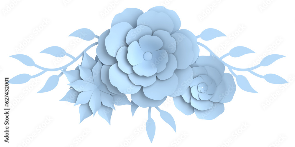 Paper flower. 3D flower. 3D illustration. Paper flower. 3D flower. 3D illustration.