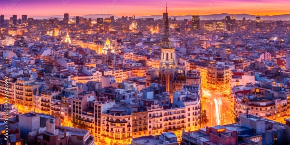 Barcelona panoramic view Spain - Generative AI