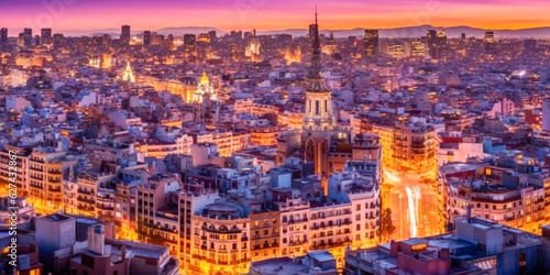 Barcelona panoramic view Spain - Generative AI