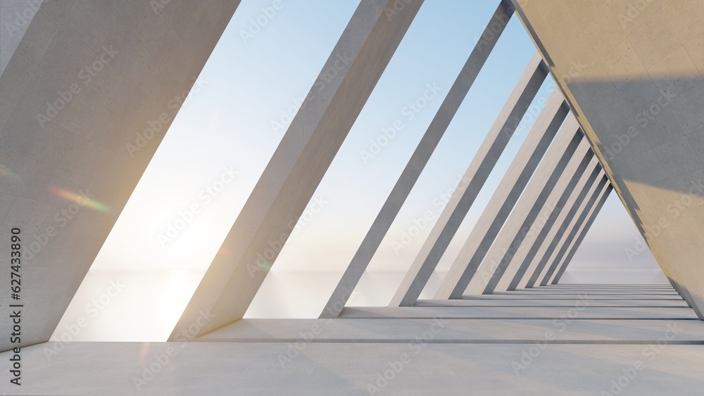 Architecture background geometric arched interior 3d render Architecture background geometric arched interior 3d render