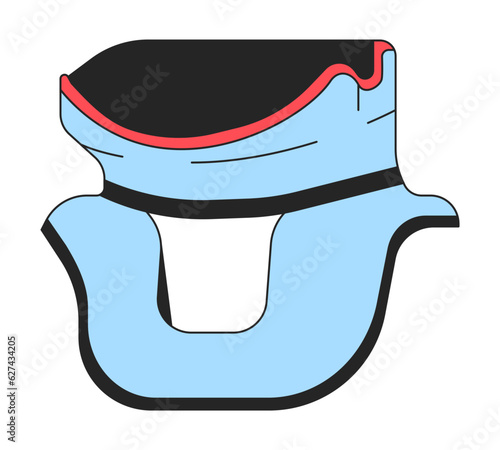 Cervical collar flat line color isolated vector object. Broken neck bandage. Editable clip art image on white background. Simple outline cartoon spot illustration for web design