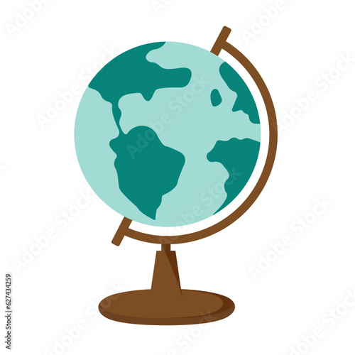 Vector globe of the world. School globe. Isolated on a white background.