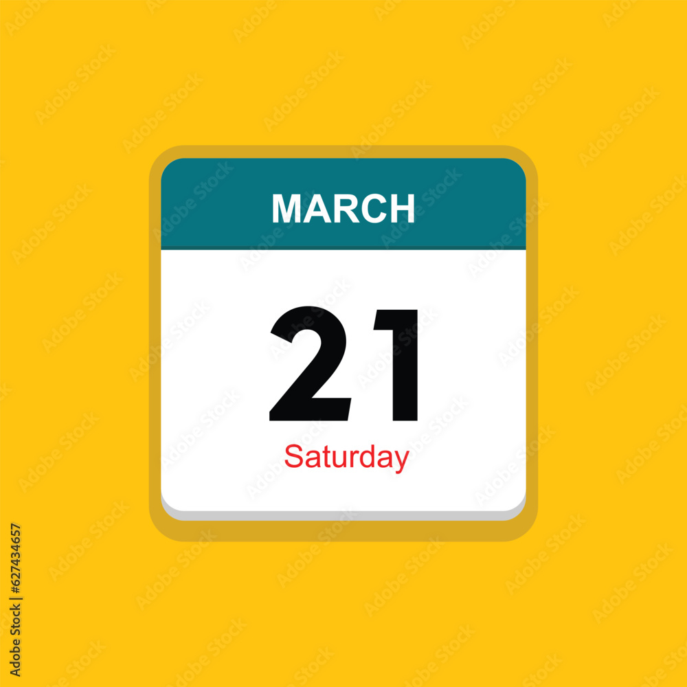 Fototapeta premium saturday 21 march icon with black background, calender icon