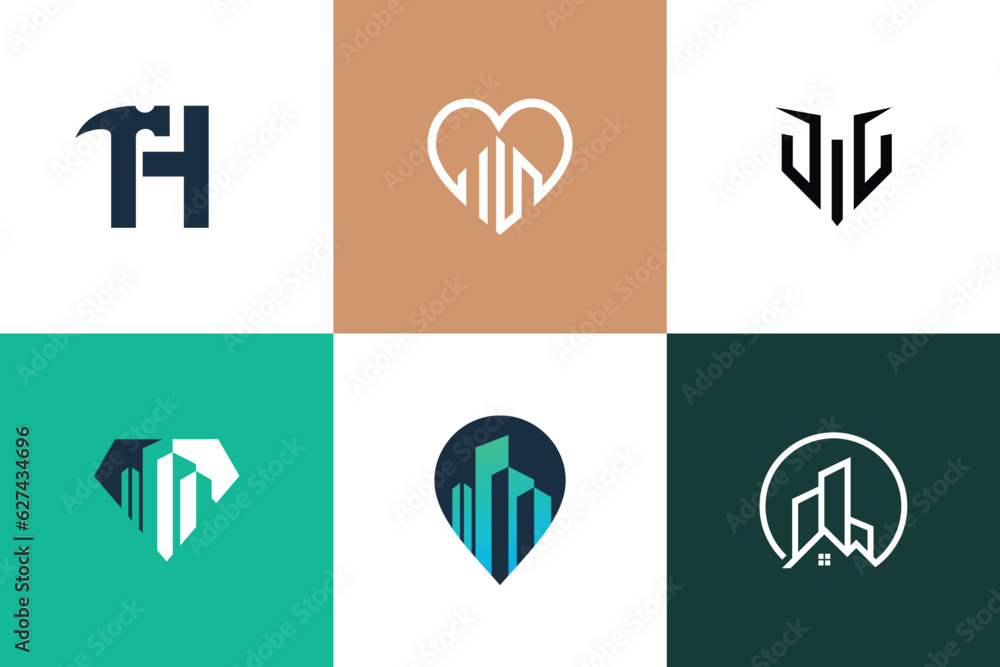 Building logo design vector collection with creative unique element idea Building logo design vector collection with creative unique element idea