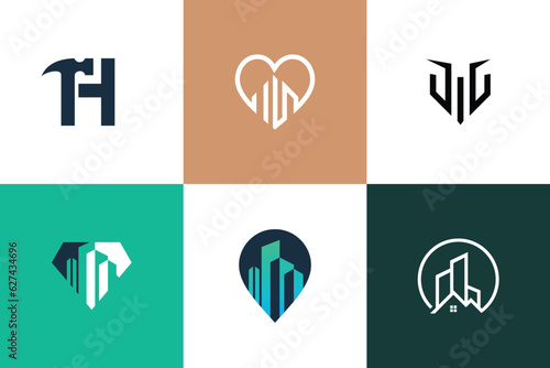 Building logo design vector collection with creative unique element idea