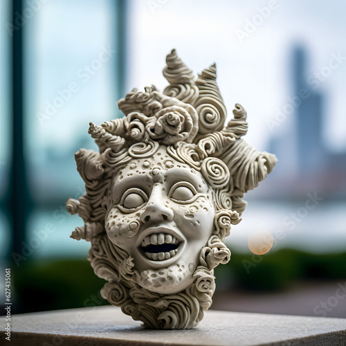 Eerie Shell Sculpture - AI-Generated Disturbing Portrait - generative ai © Uolir