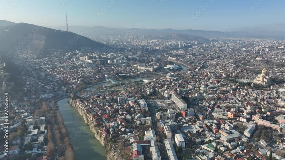 Morning cityscape of Tbilisi city. Georgia 2024 winter Morning cityscape of Tbilisi city. Georgia 2024 winter