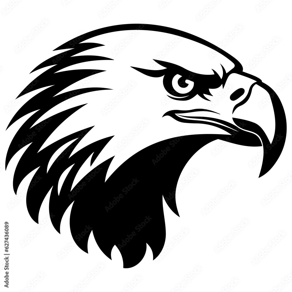 Eagle head vector, black and white head of an american eagle Eagle head vector, black and white head of an american eagle