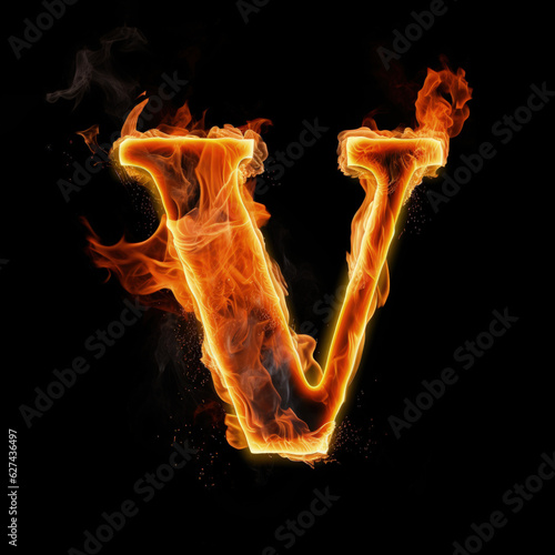 Photography Capital letter V consisting of a flame