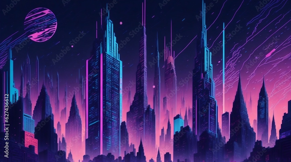  An Animated Urban Dreamscape. Background. Generative AI	
