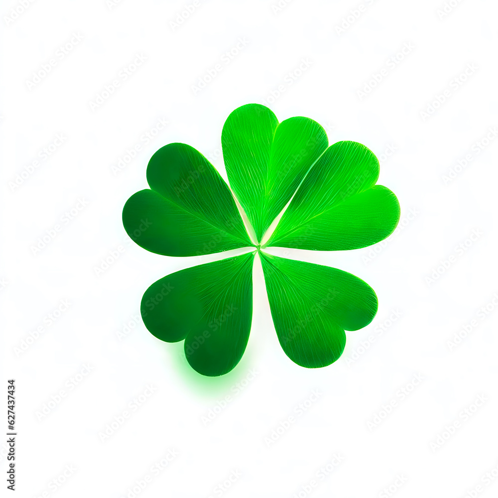 Fototapeta premium four leaf clover, photography, top angle, 3D, white background 03