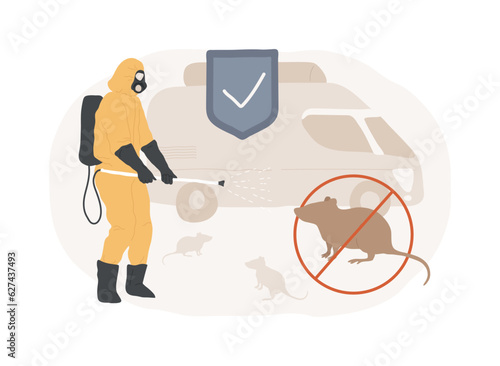 Rodents pest control service isolated concept vector illustration. Rodent control service, house proofing, rats trapping program, mice exterminator, 24 hour pest removal vector concept.