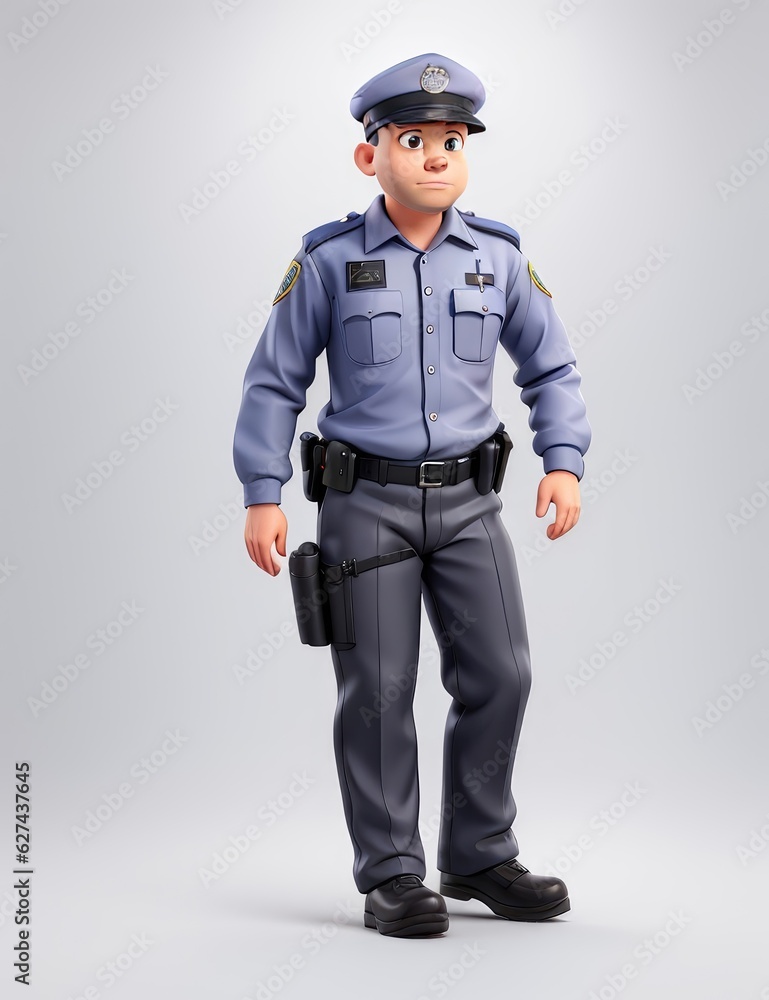 3D illustration of a police officer with a gun in his hand 3D illustration of a police officer with a gun in his hand